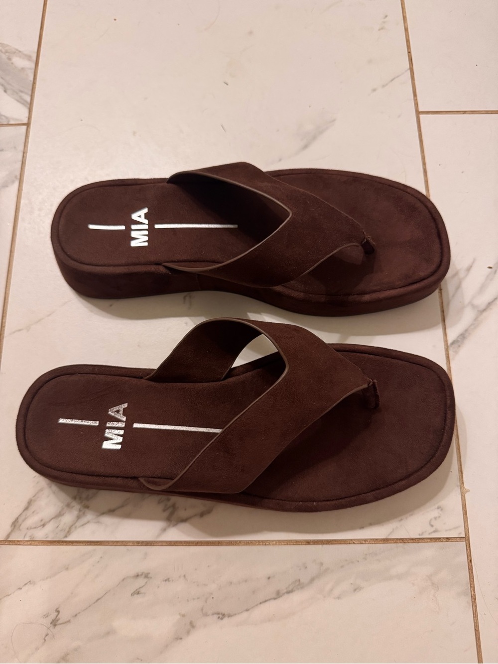 MIA Dark Brown Suede Flip Flops